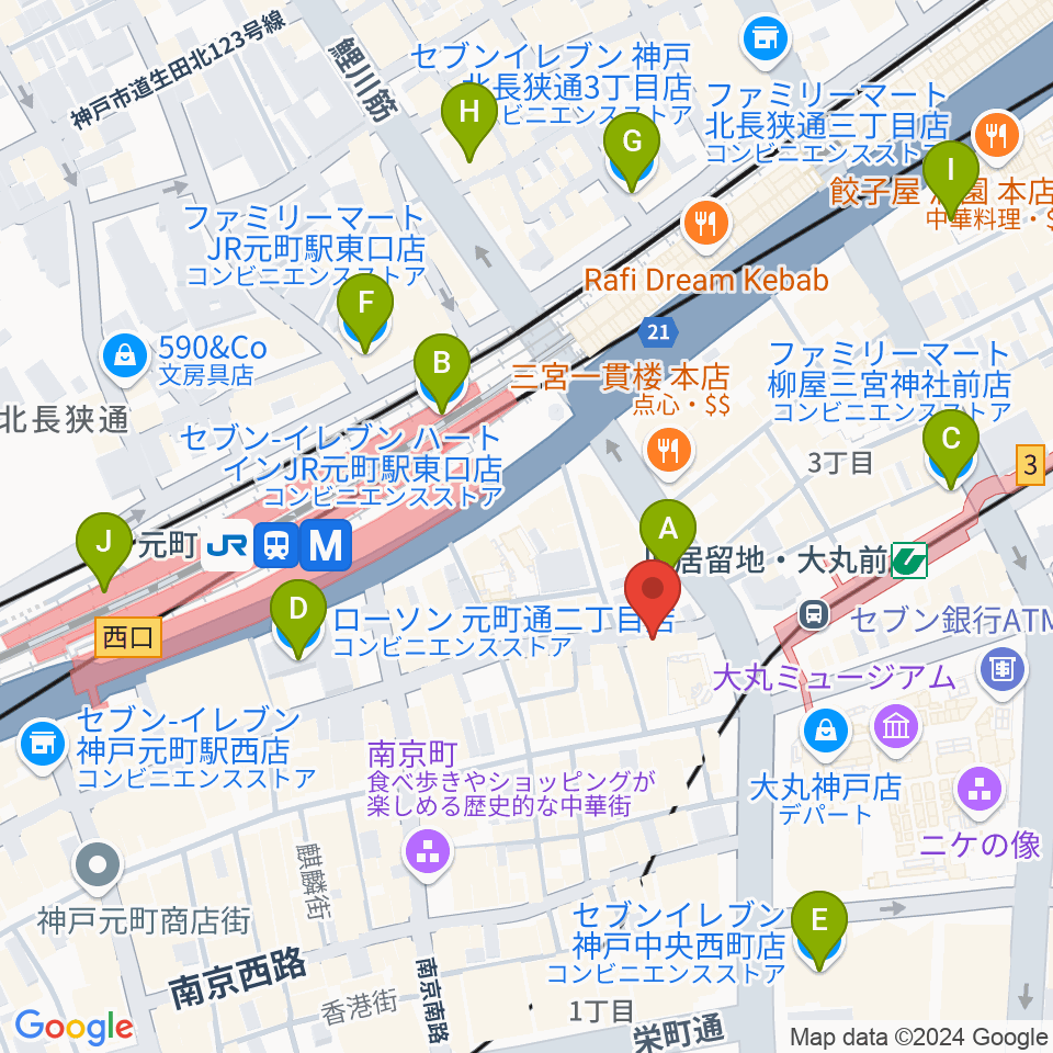 ジャズ喫茶JamJam周辺のコンビニエンスストア一覧地図