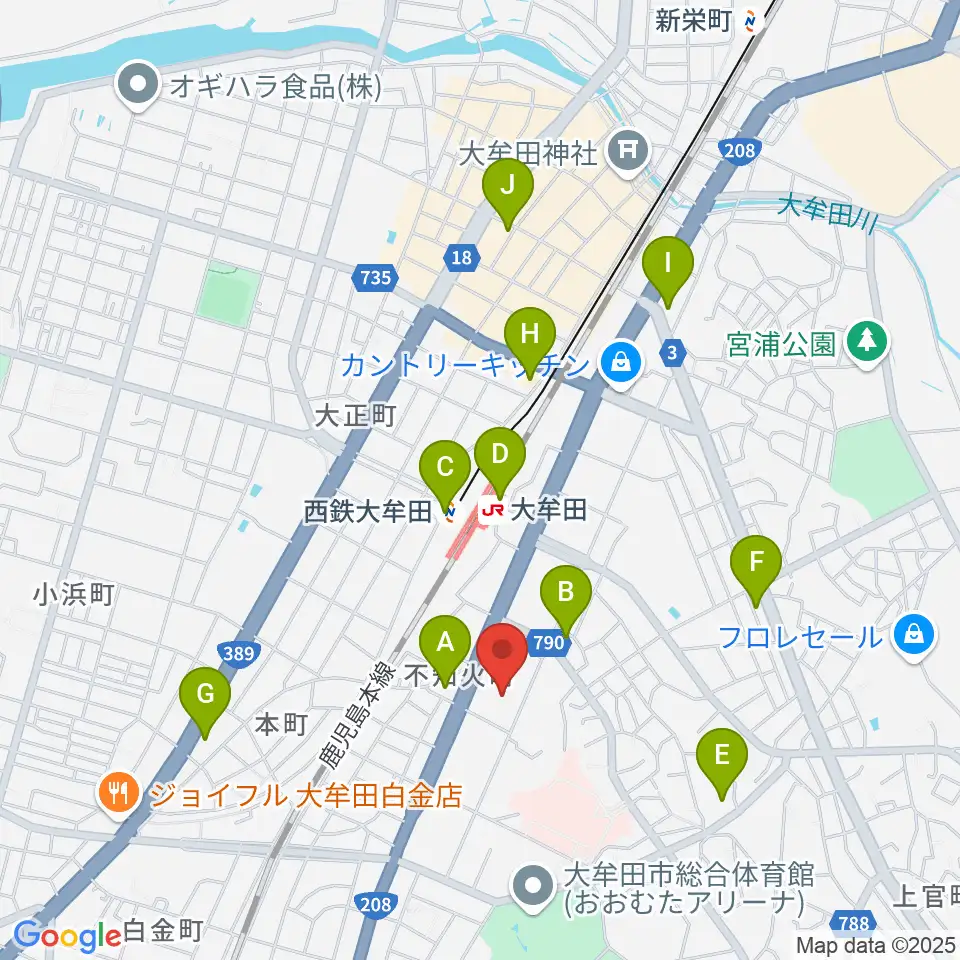 大牟田文化会館周辺のコンビニエンスストア一覧地図
