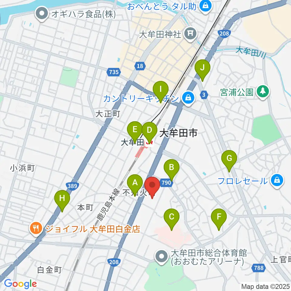 大牟田文化会館周辺のコンビニエンスストア一覧地図