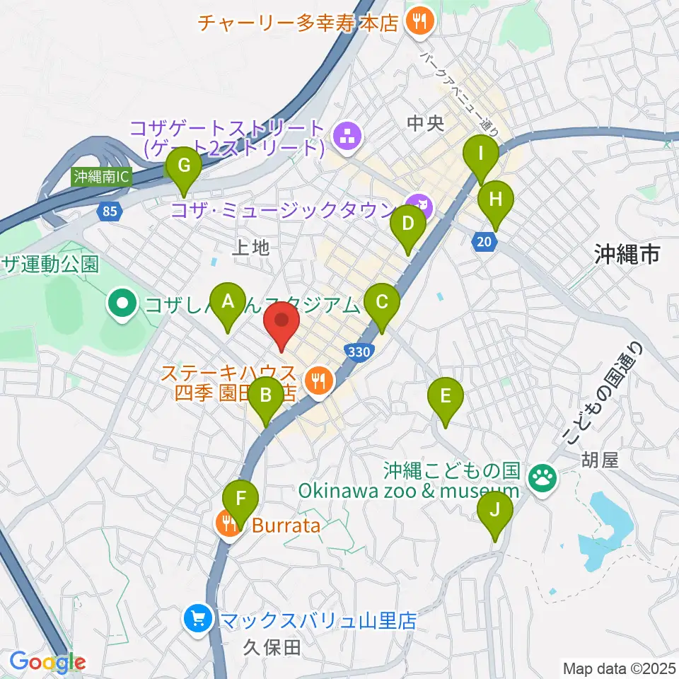 沖縄市立芸能館周辺のコンビニエンスストア一覧地図