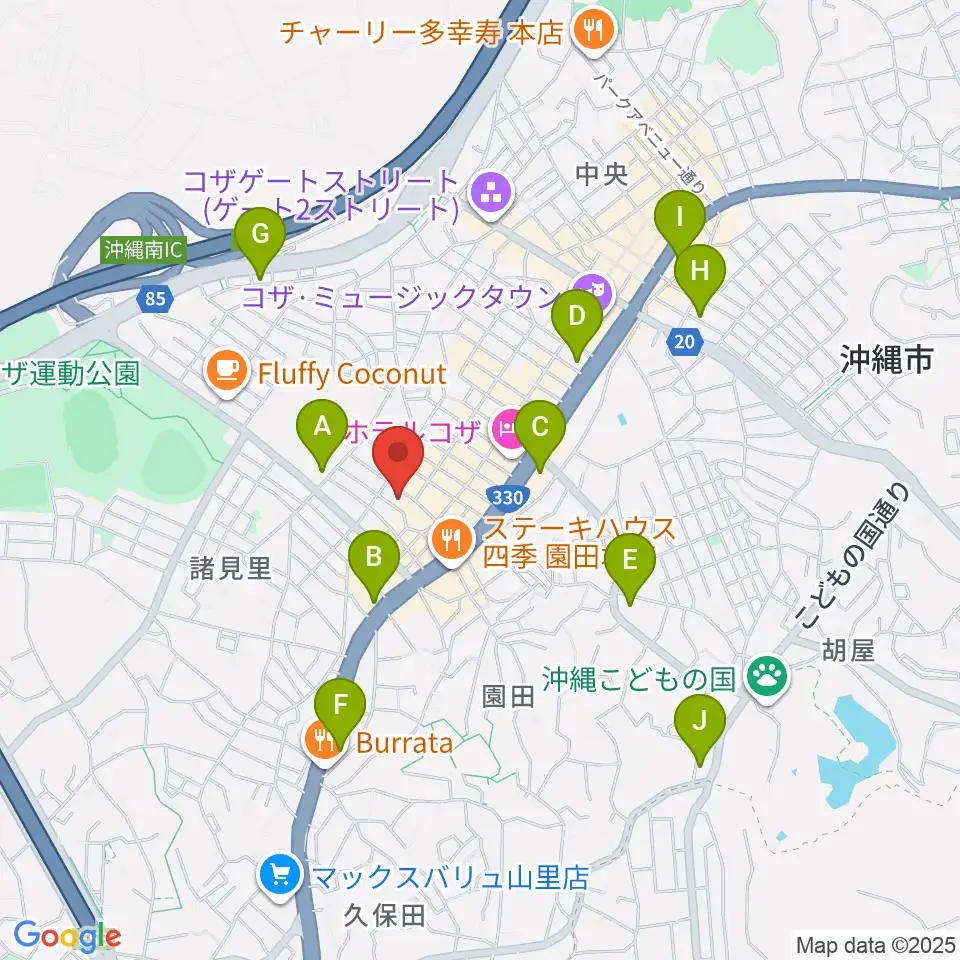 沖縄市立芸能館周辺のコンビニエンスストア一覧地図