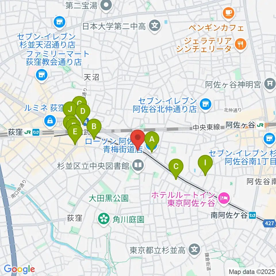荻窪小劇場周辺のコンビニエンスストア一覧地図