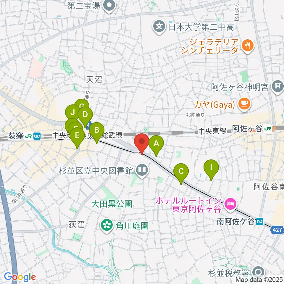 荻窪小劇場周辺のコンビニエンスストア一覧地図