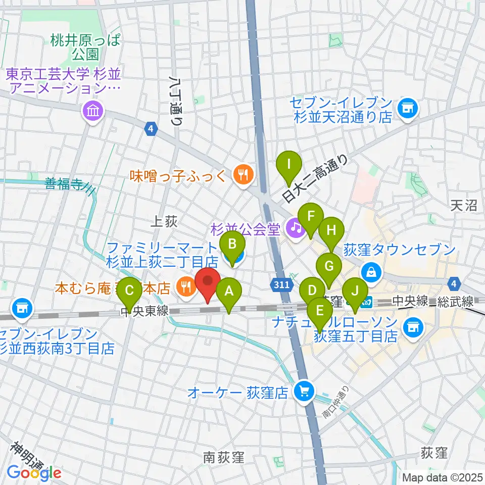 オメガ東京周辺のコンビニエンスストア一覧地図