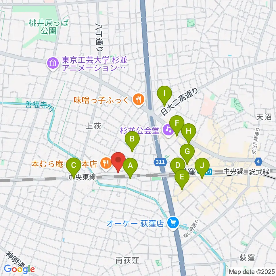 オメガ東京周辺のコンビニエンスストア一覧地図