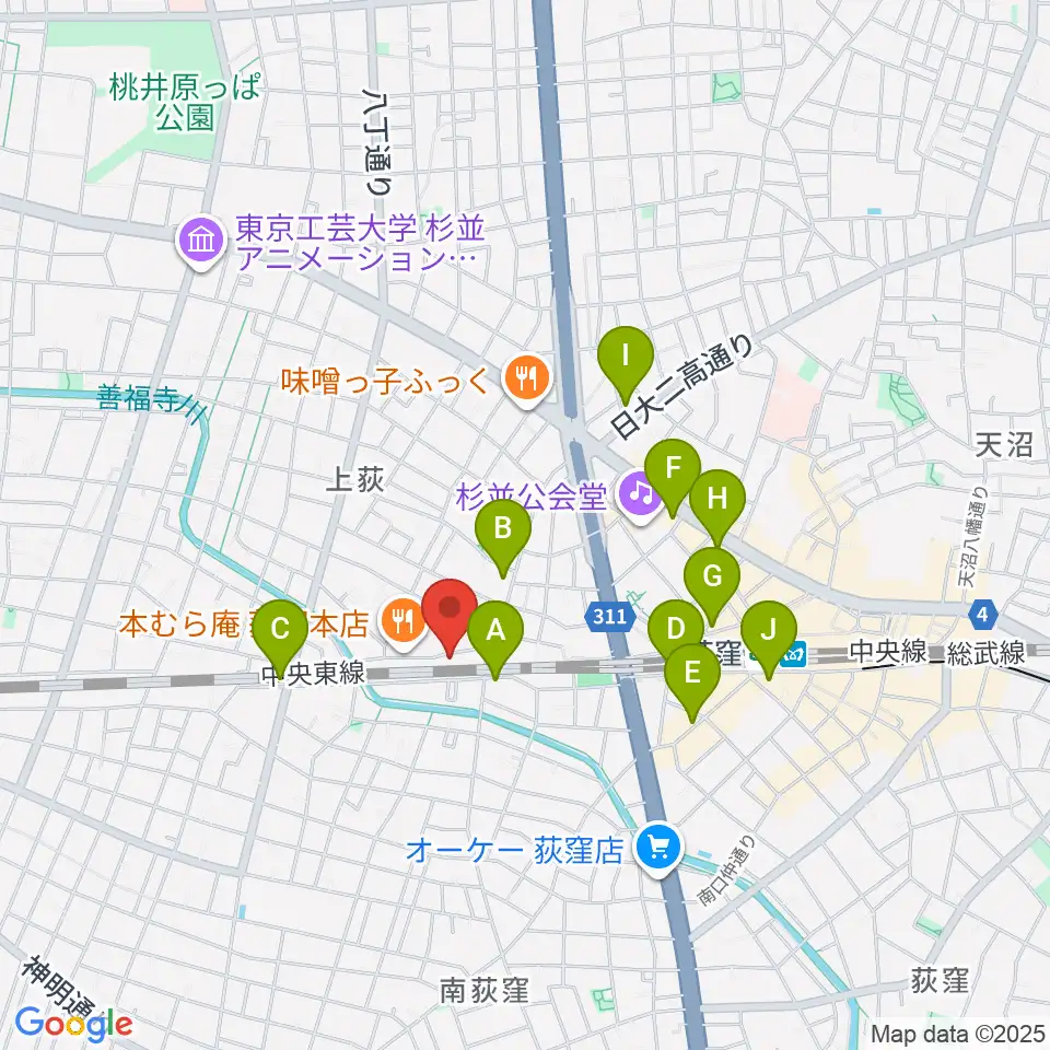 オメガ東京周辺のコンビニエンスストア一覧地図