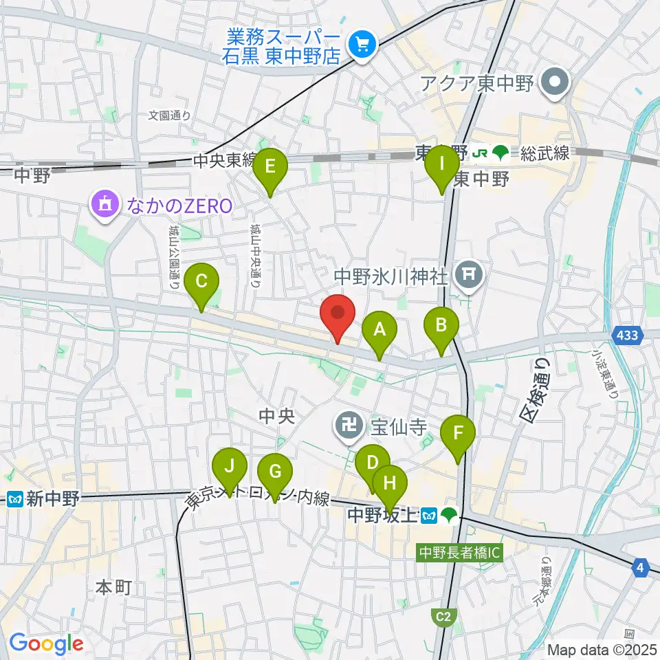 中野坂上RAFT周辺のコンビニエンスストア一覧地図