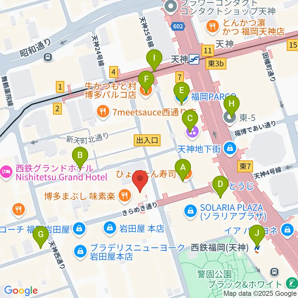 島村楽器 岩田屋福岡店周辺のコンビニエンスストア一覧地図