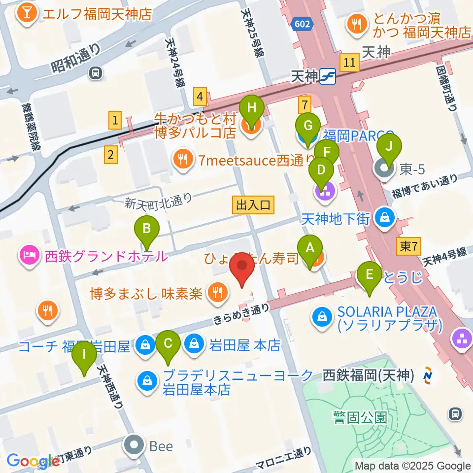 島村楽器 岩田屋福岡店周辺のコンビニエンスストア一覧地図