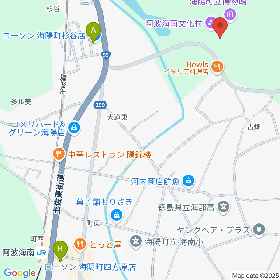 阿波海南文化村周辺のコンビニエンスストア一覧地図