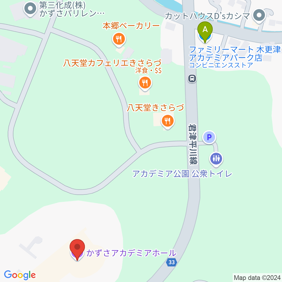 かずさアカデミアホール周辺のコンビニエンスストア一覧地図