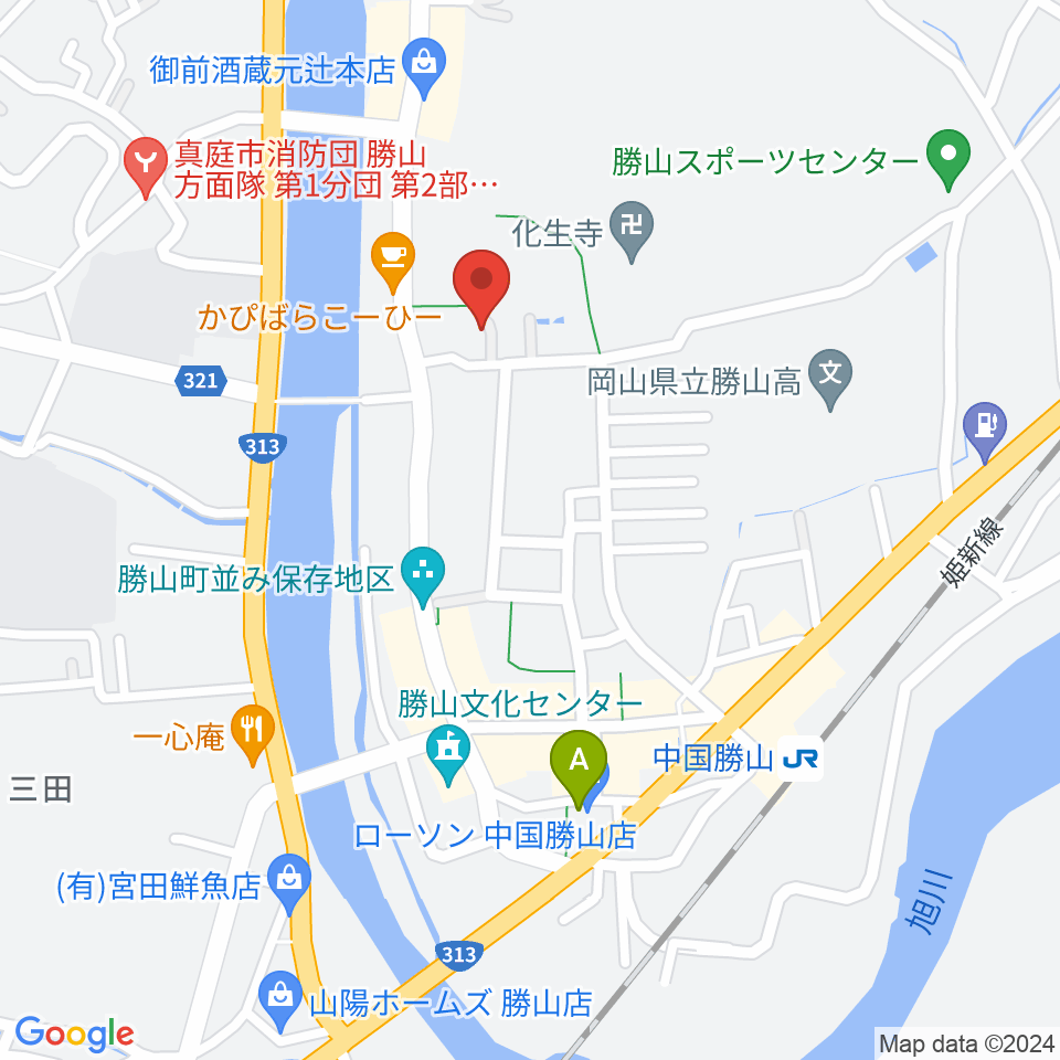 勝山文化往来館ひしお周辺のコンビニエンスストア一覧地図