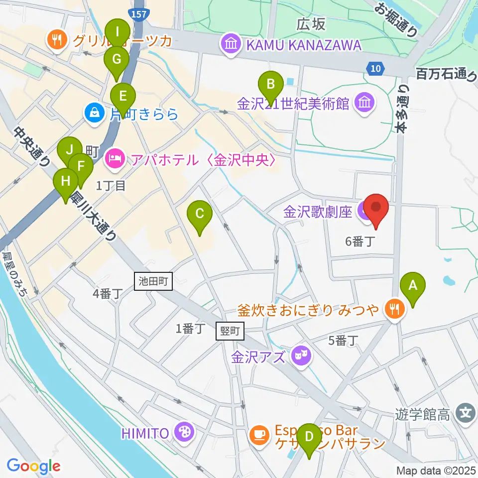 金沢歌劇座周辺のコンビニエンスストア一覧地図