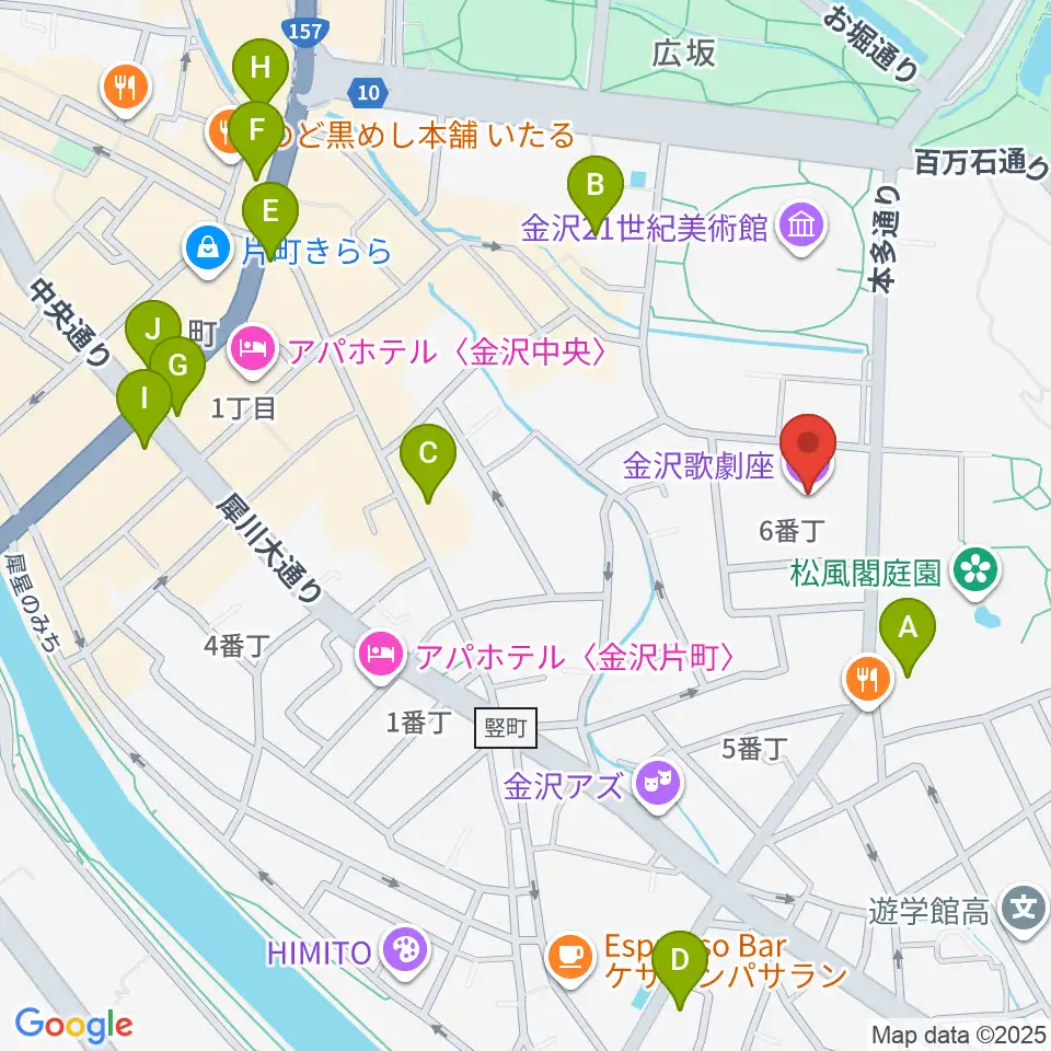 金沢歌劇座周辺のコンビニエンスストア一覧地図