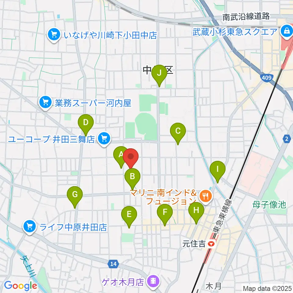 川崎市国際交流センター周辺のコンビニエンスストア一覧地図