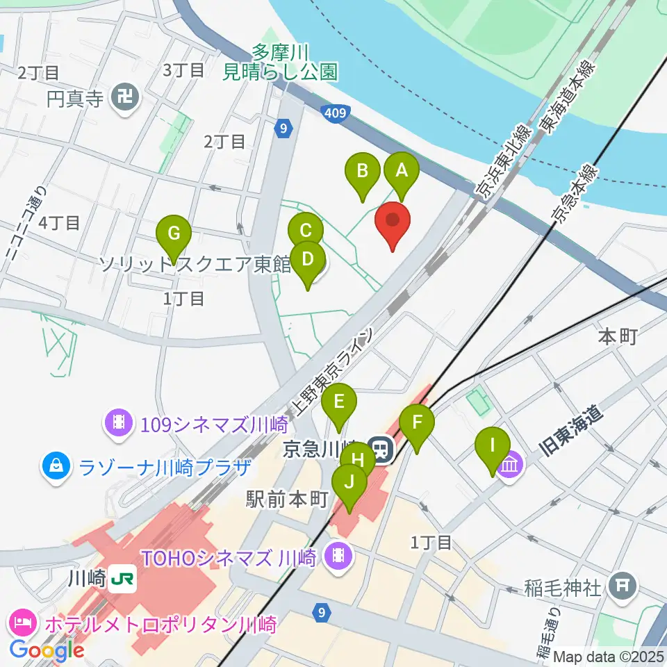 川崎市産業振興会館周辺のコンビニエンスストア一覧地図