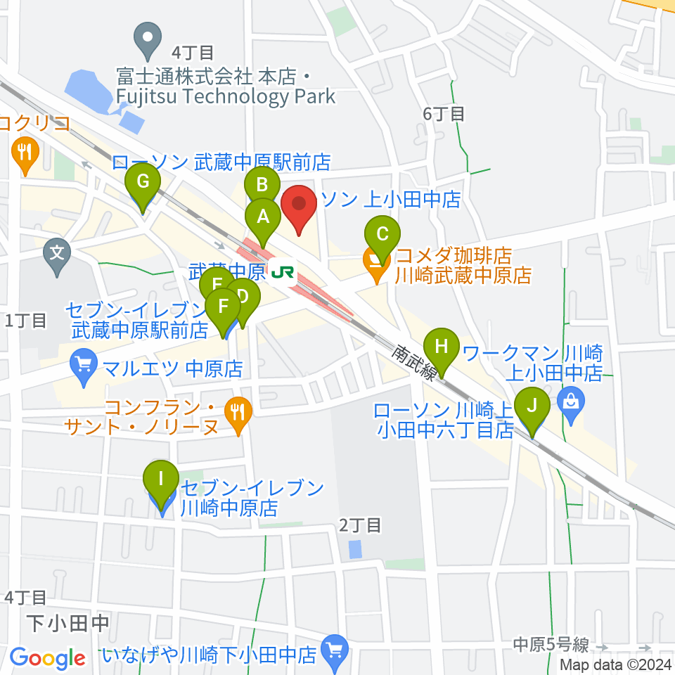 川崎市総合福祉センター エポックなかはら周辺のコンビニエンスストア一覧地図