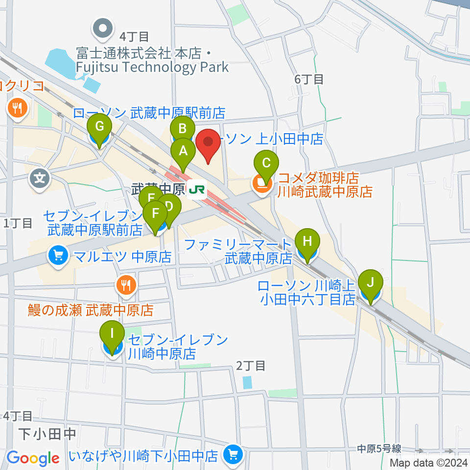 川崎市総合福祉センター エポックなかはら周辺のコンビニエンスストア一覧地図