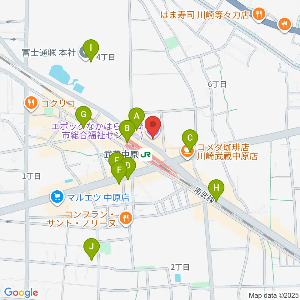 川崎市総合福祉センター エポックなかはら周辺のコンビニエンスストア一覧地図