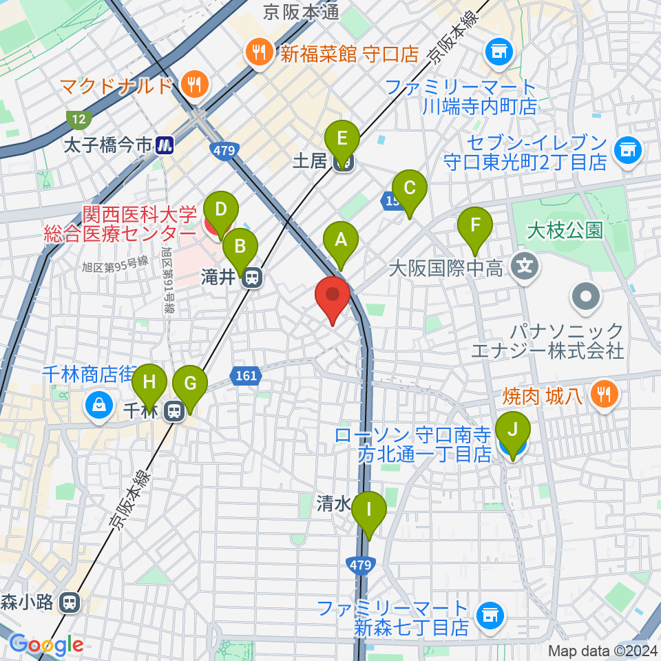 井谷ギター教室周辺のコンビニエンスストア一覧地図