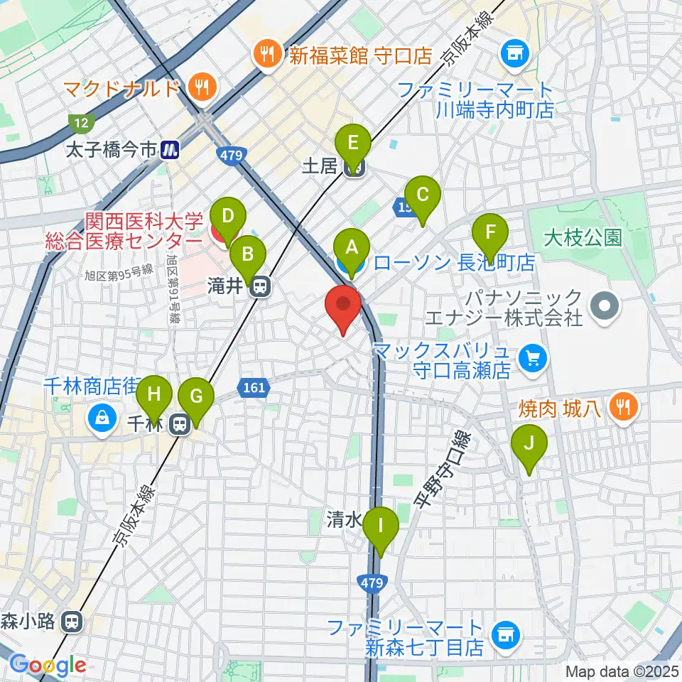 井谷ギター教室周辺のコンビニエンスストア一覧地図