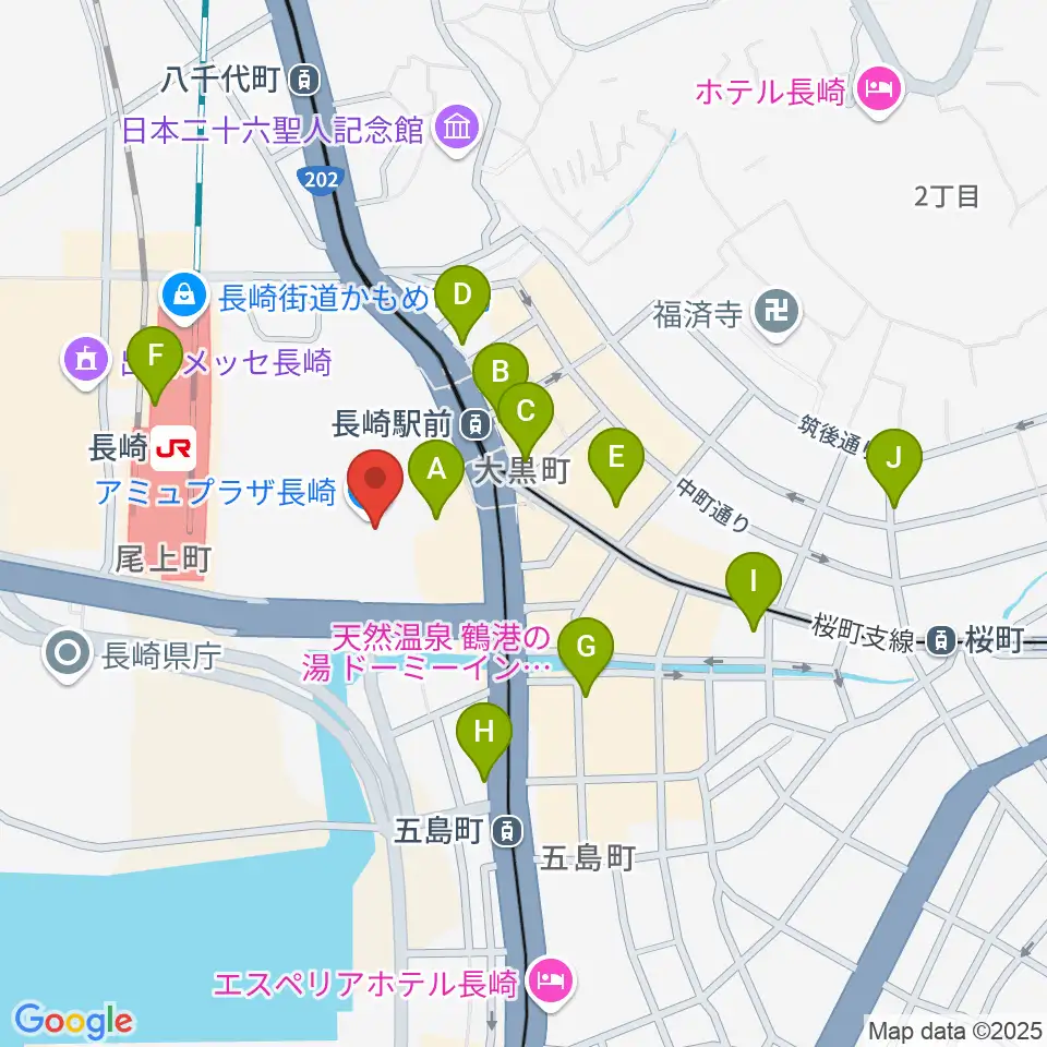 島村楽器 アミュプラザ長崎店周辺のコンビニエンスストア一覧地図