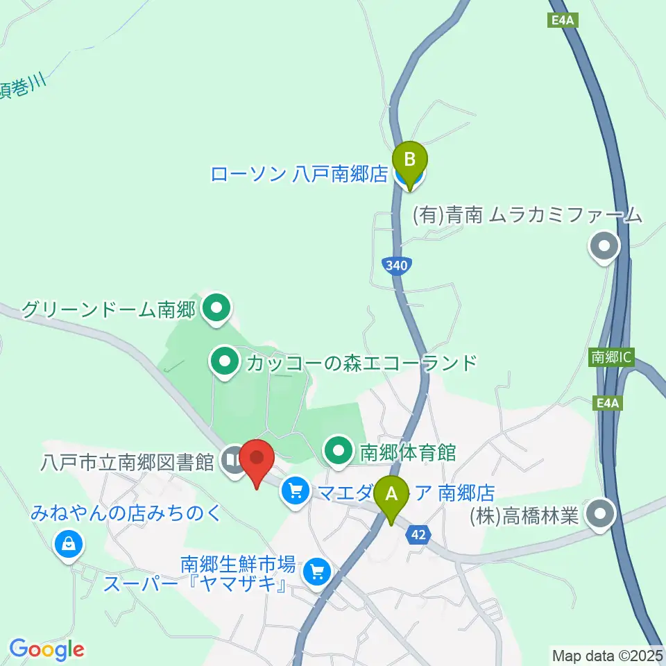 八戸市南郷文化ホール スウィングベリーNANGO周辺のコンビニエンスストア一覧地図