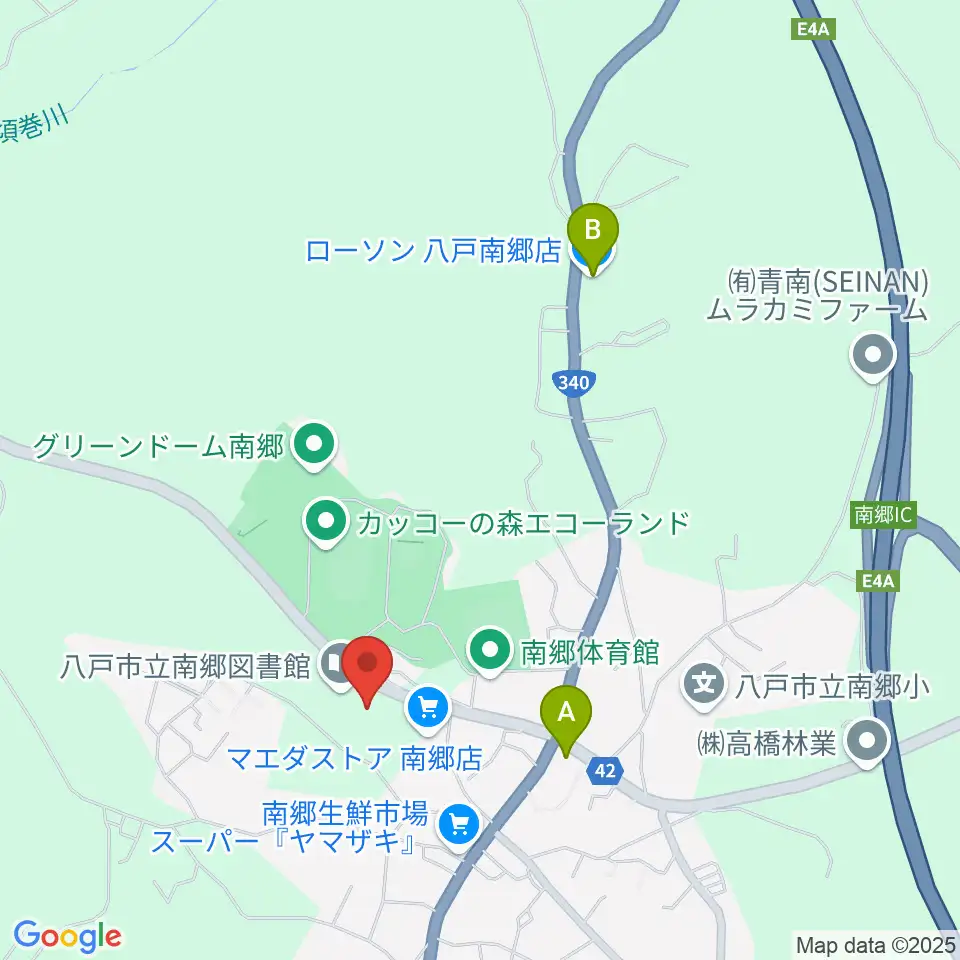 八戸市南郷文化ホール周辺のコンビニエンスストア一覧地図