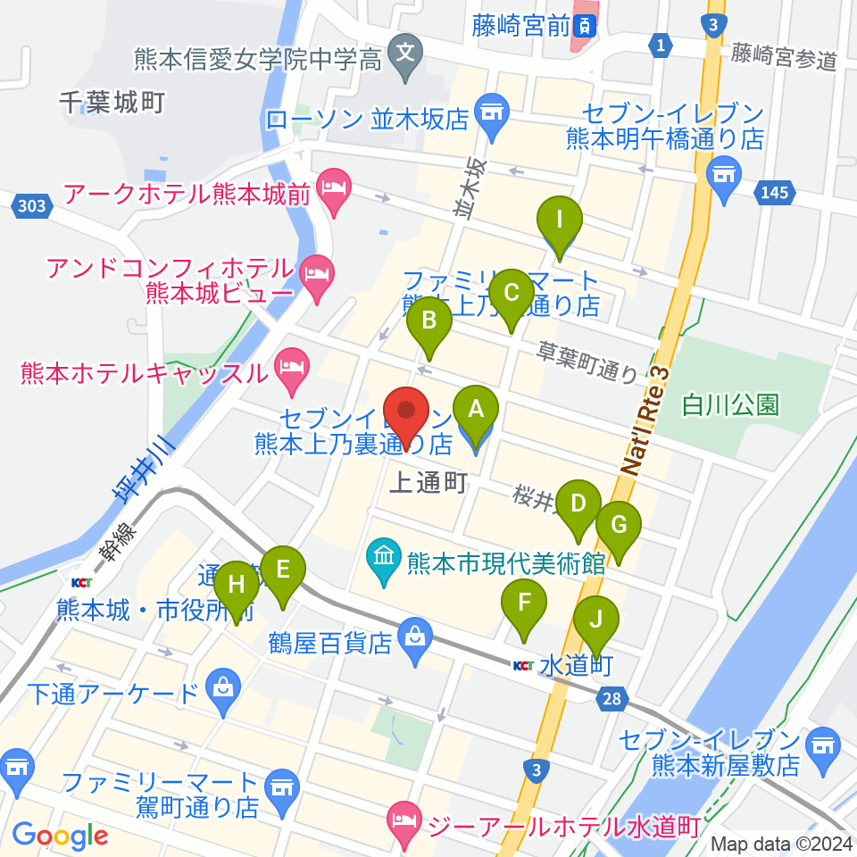 大谷楽器店周辺のコンビニエンスストア一覧地図