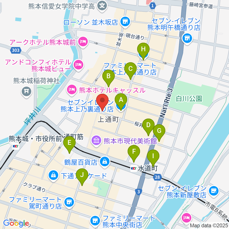 大谷楽器店周辺のコンビニエンスストア一覧地図