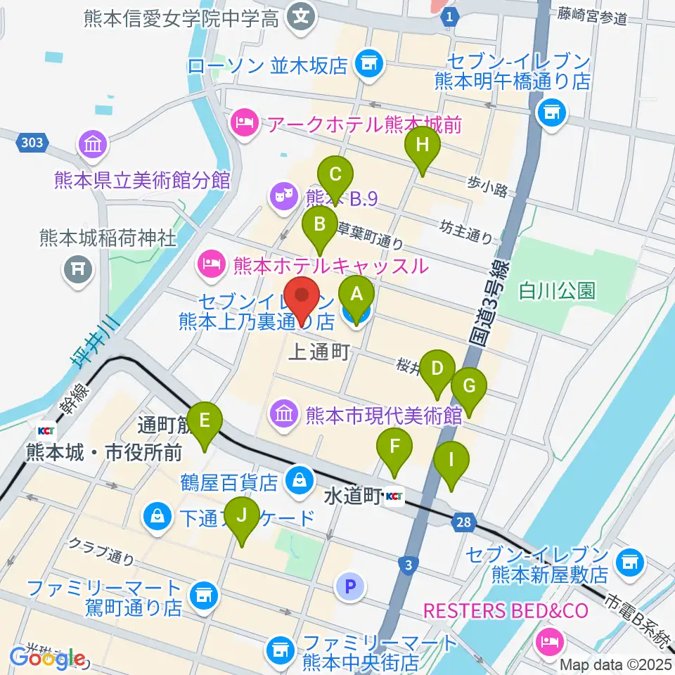 大谷楽器店周辺のコンビニエンスストア一覧地図