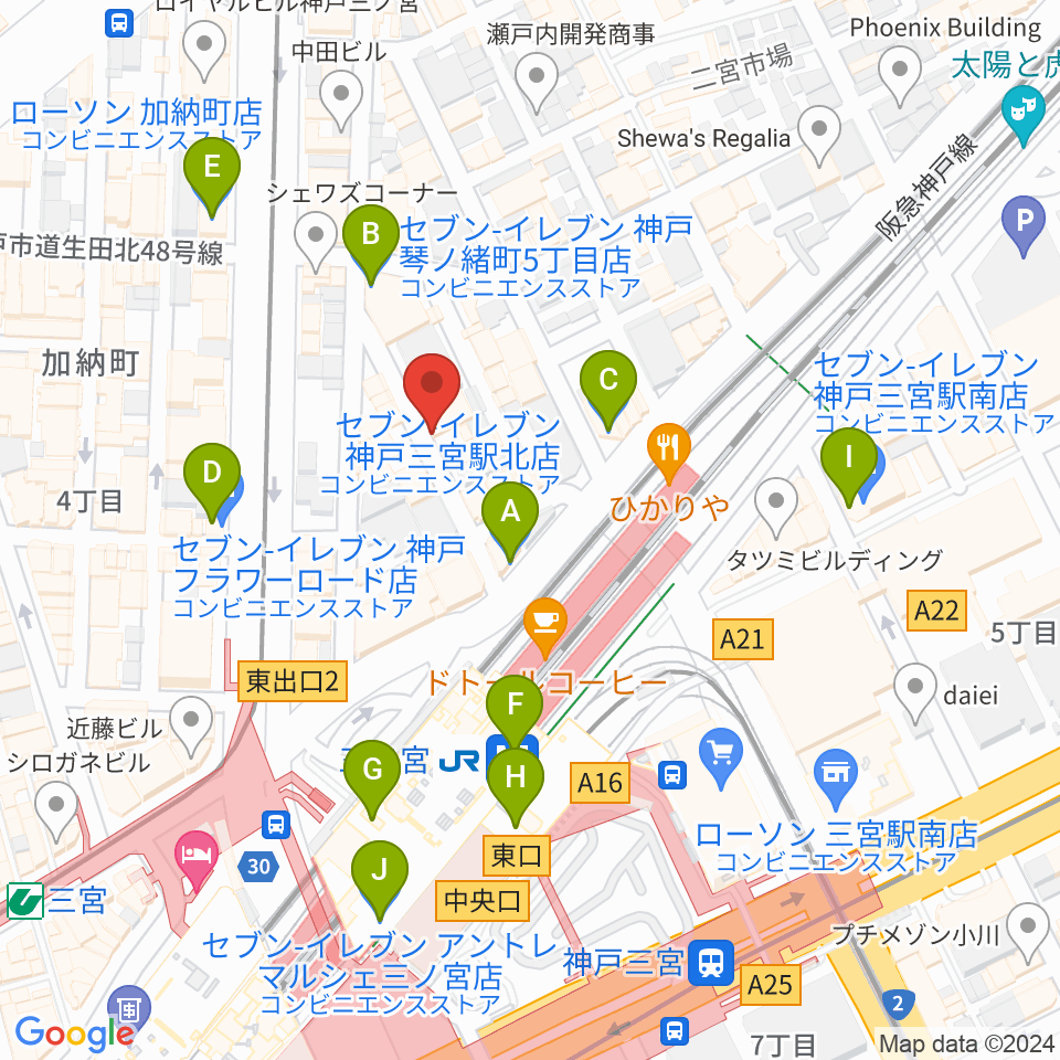 アルマギタースクール周辺のコンビニエンスストア一覧地図