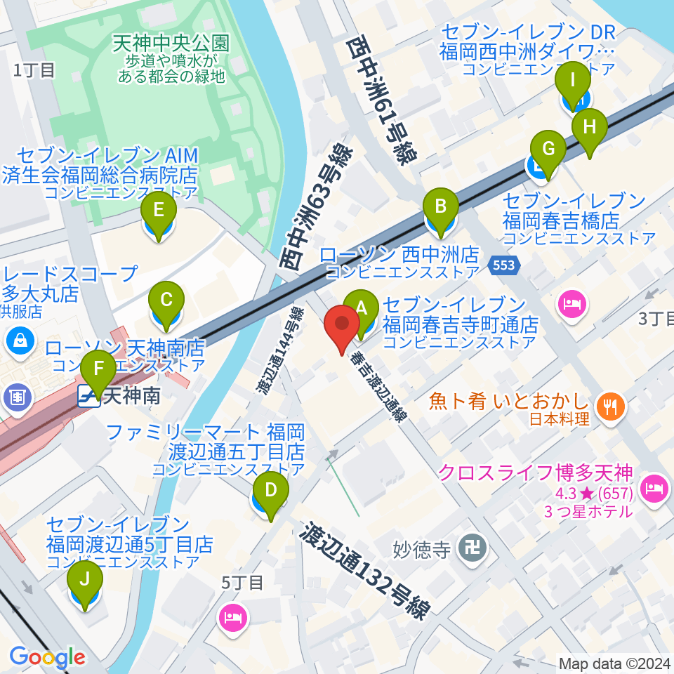 福岡ニューコンボ周辺のコンビニエンスストア一覧地図