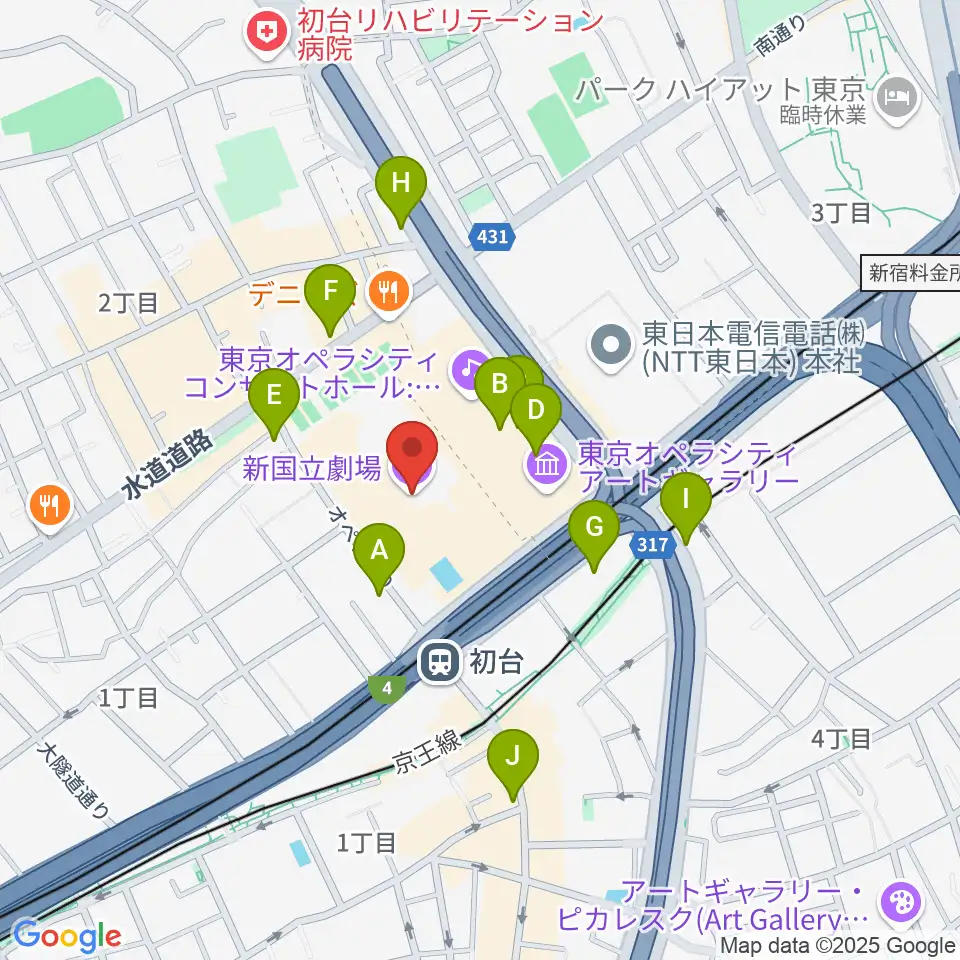 新国立劇場周辺のコンビニエンスストア一覧地図