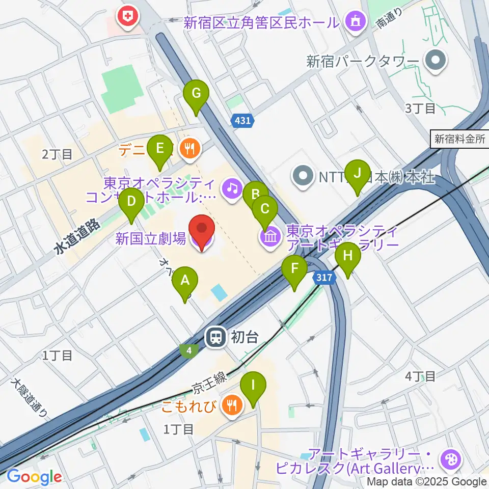 新国立劇場周辺のコンビニエンスストア一覧地図