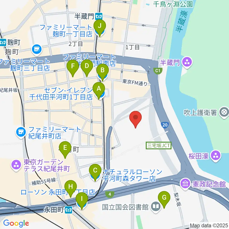 国立劇場周辺のコンビニエンスストア一覧地図