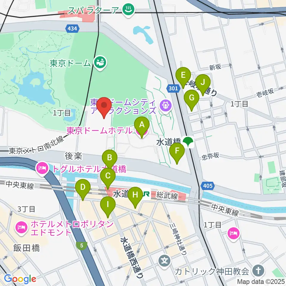 後楽園ホール周辺のコンビニエンスストア一覧地図