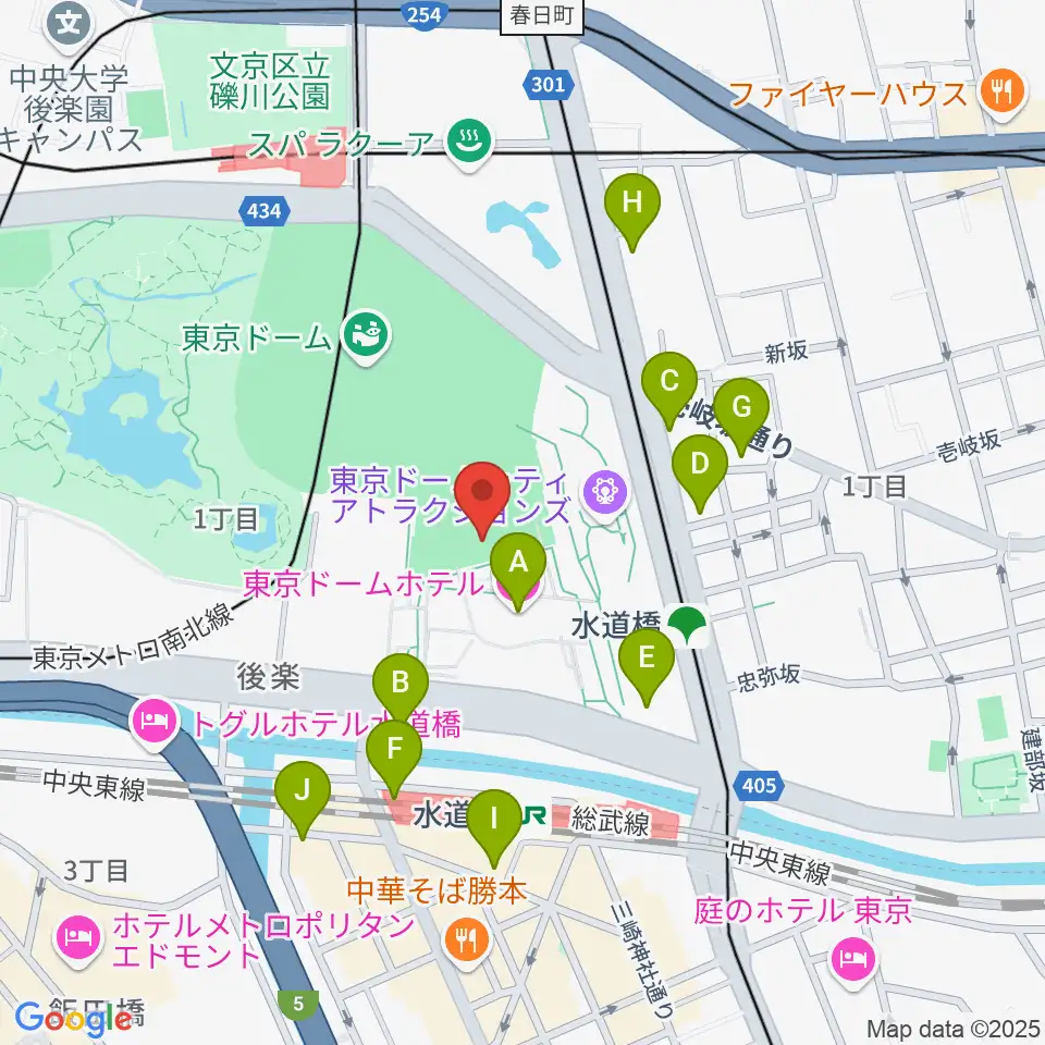 東京ドームシティプリズムホール周辺のコンビニエンスストア一覧地図