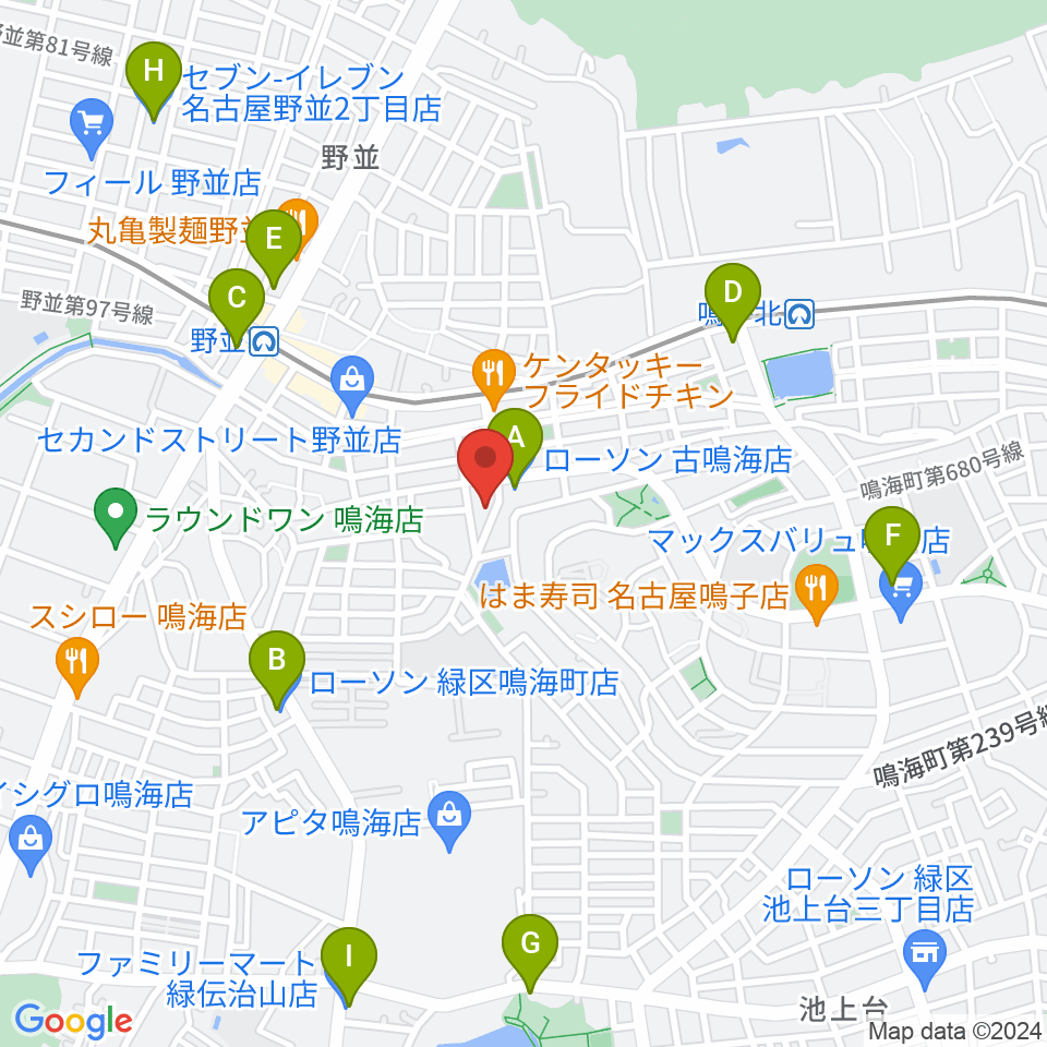 Enchante音楽教室周辺のコンビニエンスストア一覧地図