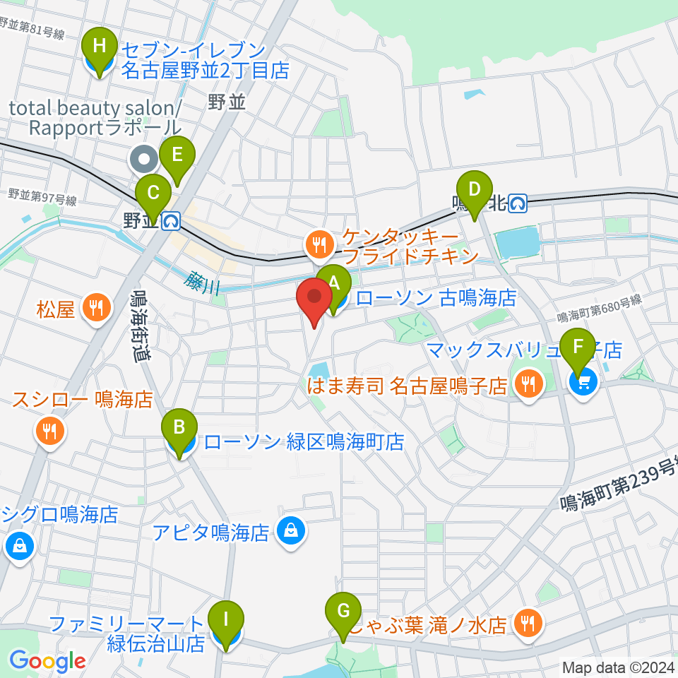 Enchante音楽教室周辺のコンビニエンスストア一覧地図