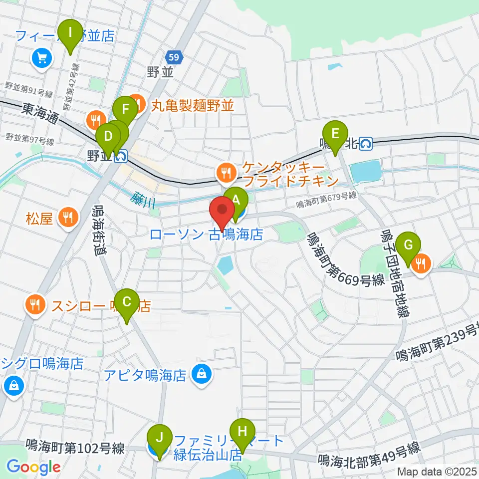 Enchante音楽教室周辺のコンビニエンスストア一覧地図