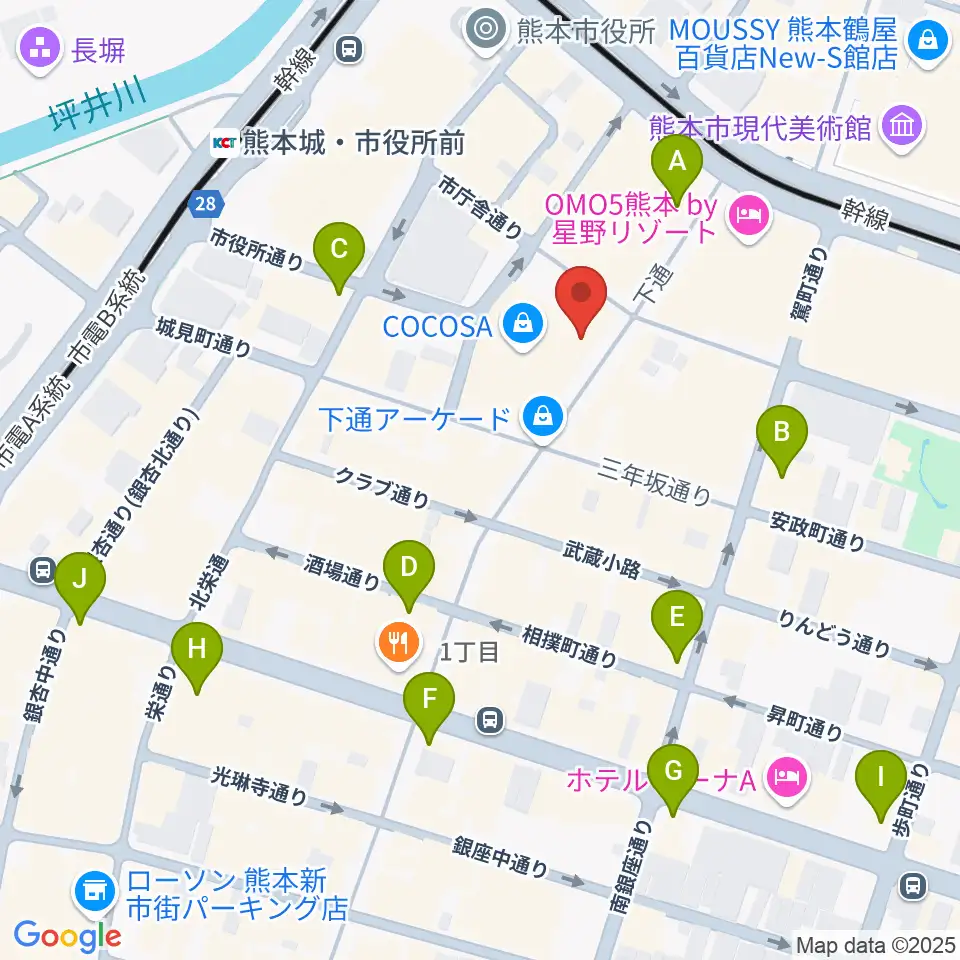 島村楽器 COCOSA熊本店周辺のコンビニエンスストア一覧地図