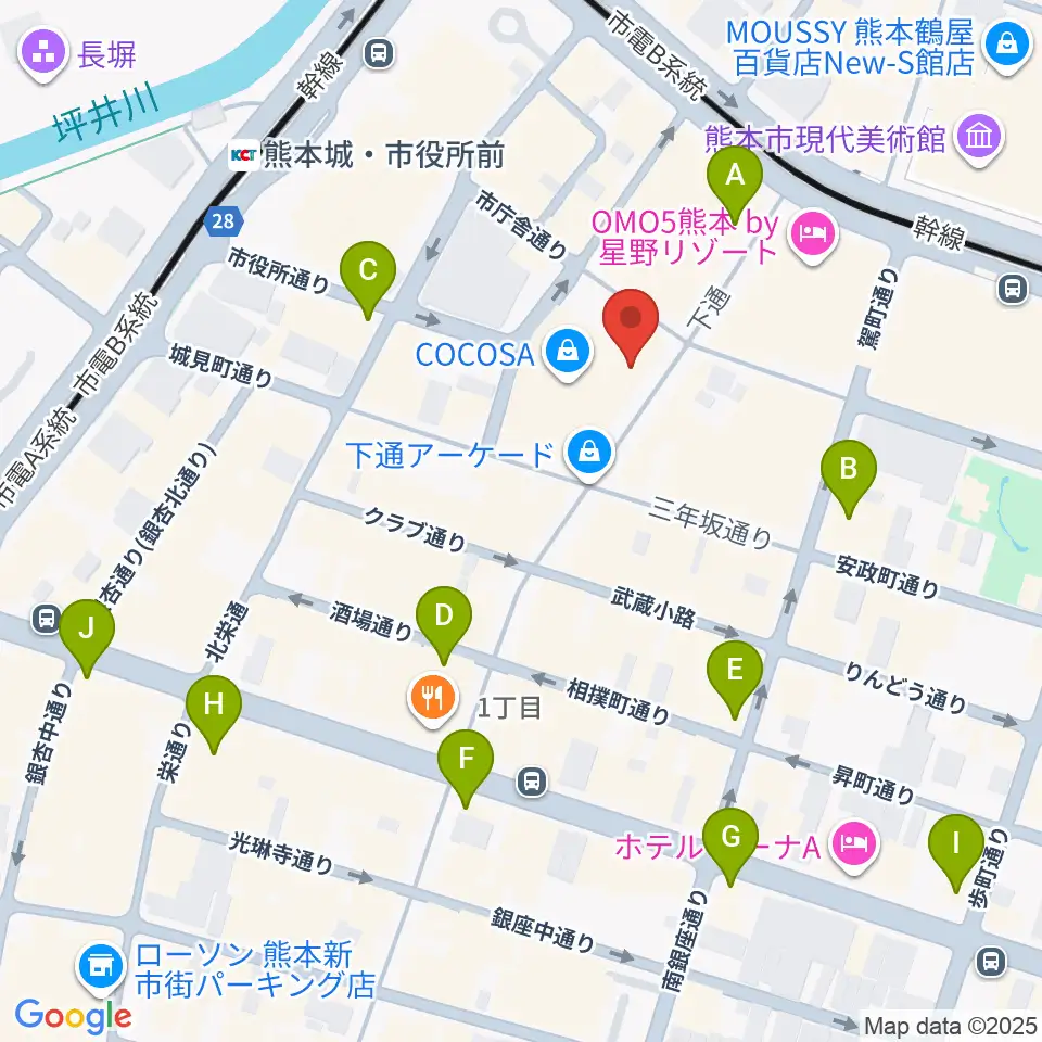 島村楽器 COCOSA熊本店周辺のコンビニエンスストア一覧地図