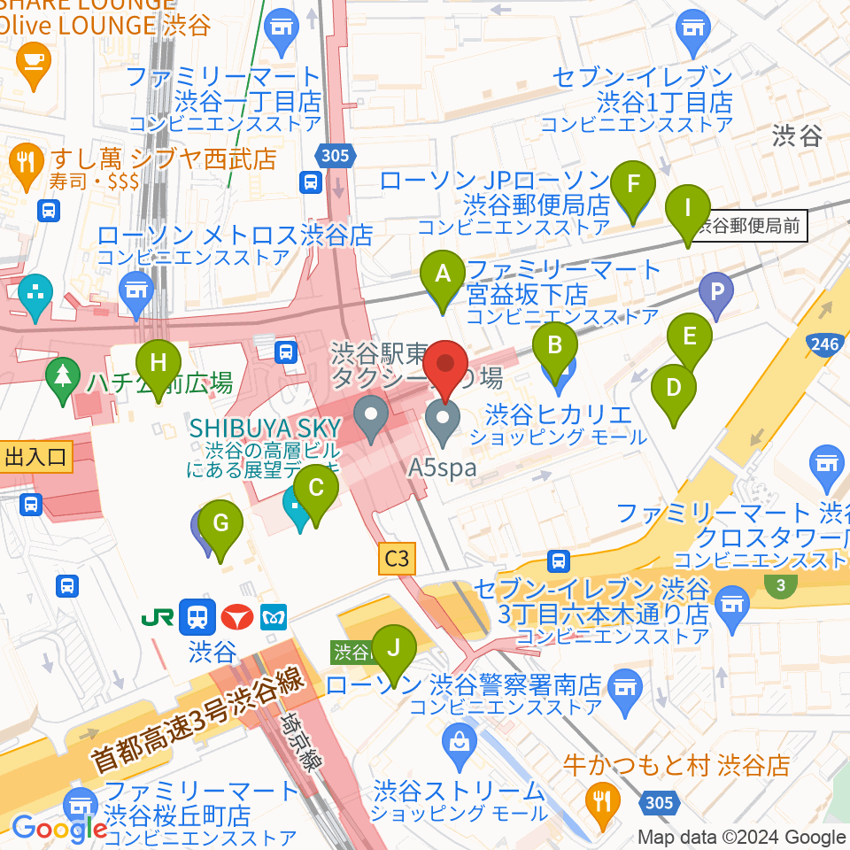 東急シアターオーブ周辺のコンビニエンスストア一覧地図