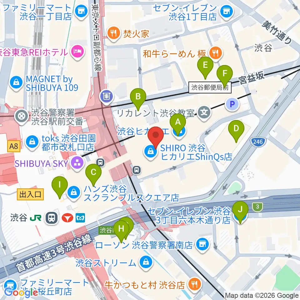 渋谷ヒカリエ 8 ハチ 周辺のコンビニエンスストア一覧マップ