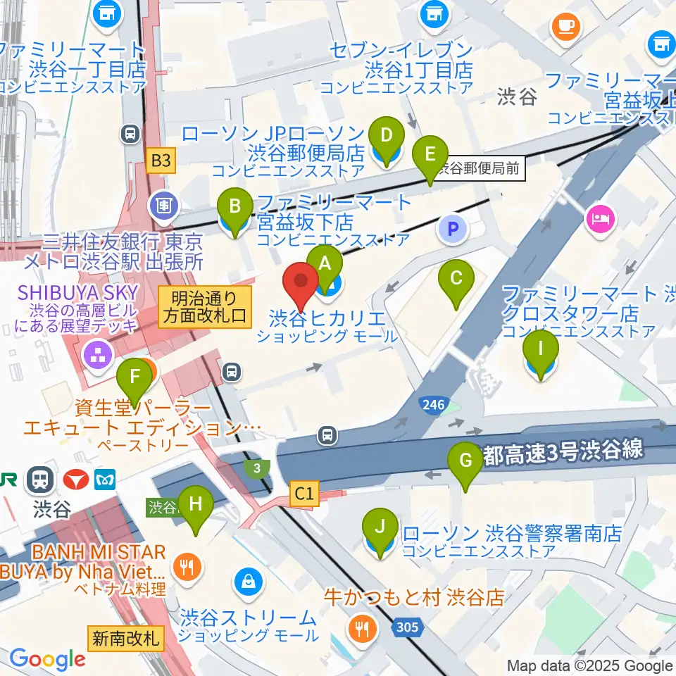 渋谷ヒカリエ 8/(ハチ)周辺のコンビニエンスストア一覧地図