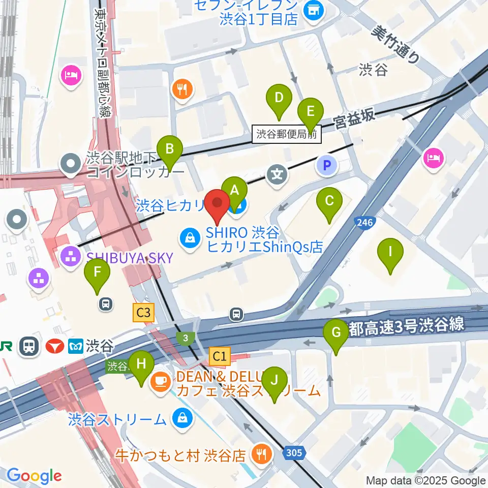 渋谷ヒカリエ 8/(ハチ)周辺のコンビニエンスストア一覧地図
