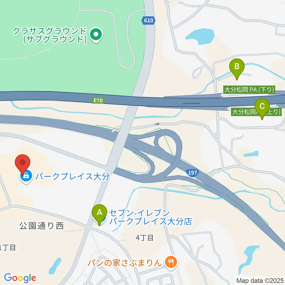 島村楽器 パークプレイス大分店周辺のコンビニエンスストア一覧地図
