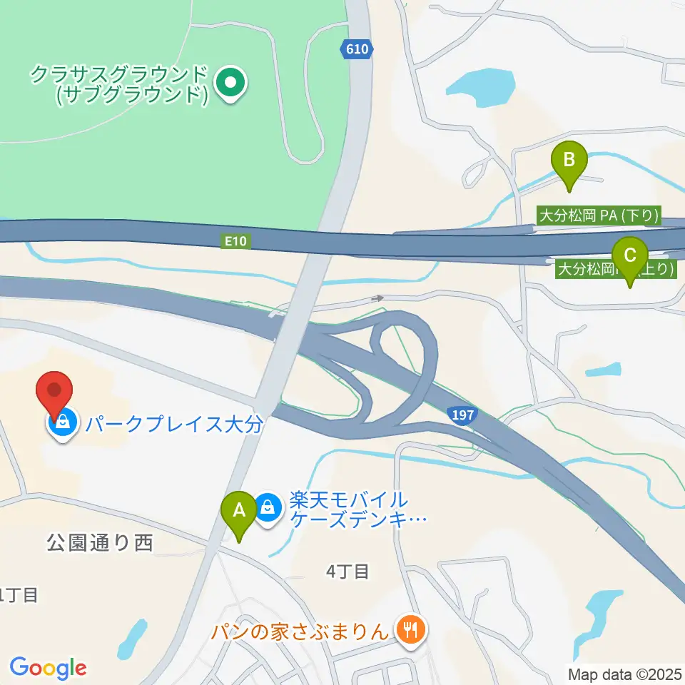 島村楽器 パークプレイス大分店周辺のコンビニエンスストア一覧地図