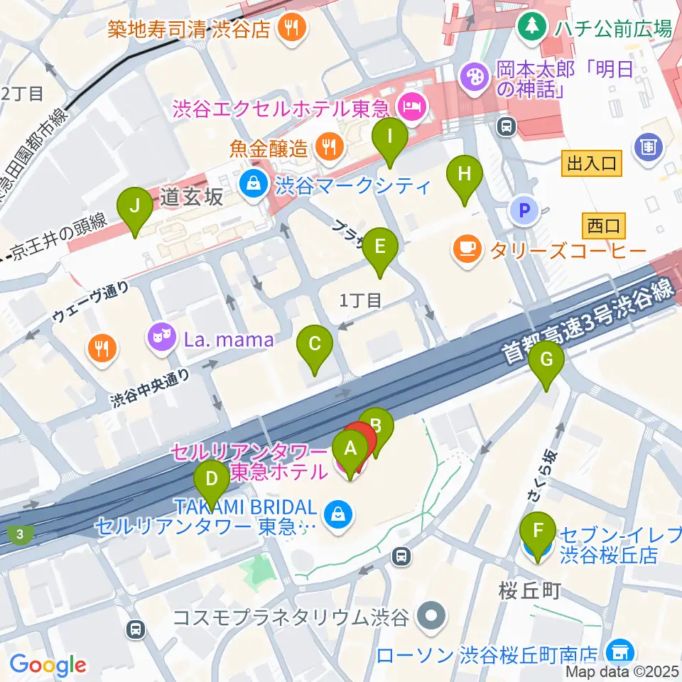 セルリアンタワー能楽堂周辺のコンビニエンスストア一覧地図